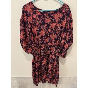 Lands' End Ladies Swim Cover-Up Size M/L Floral Lightweight Soft. Dolman New.